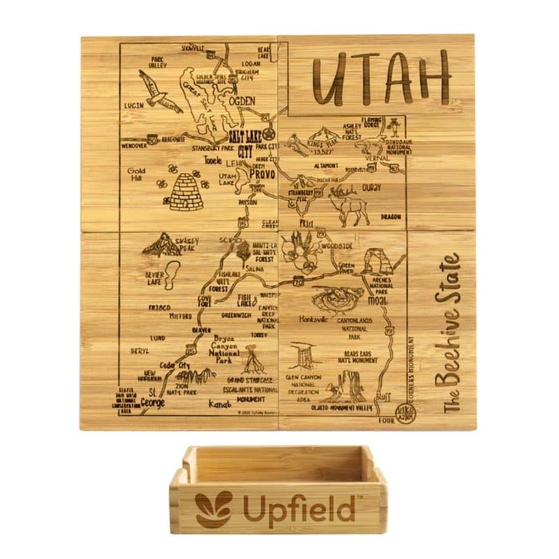 Custom Utah Puzzle Coaster Set