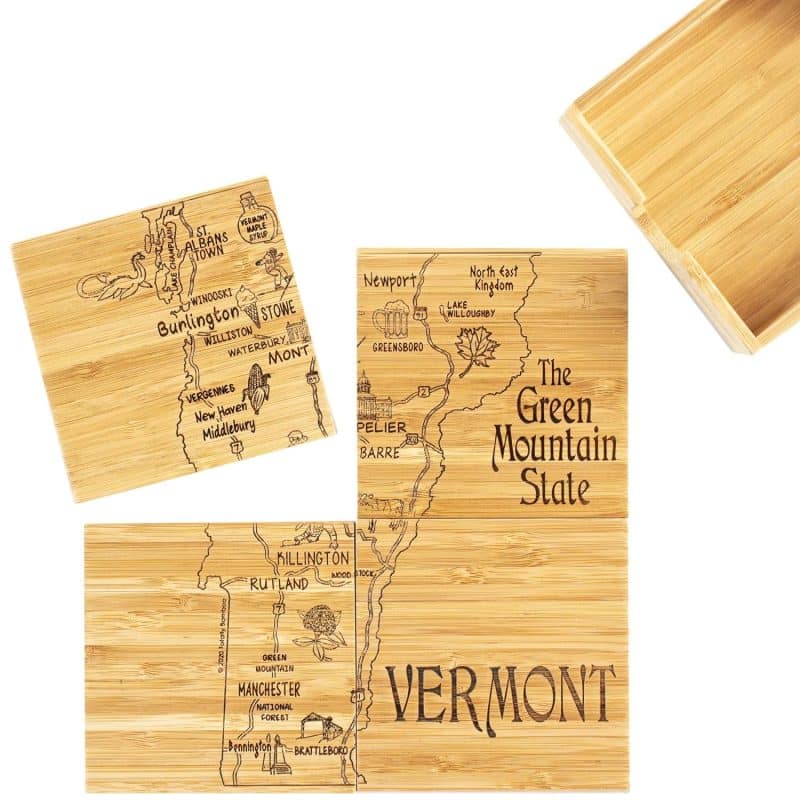 Custom Vermont Puzzle Coaster Set - 6
