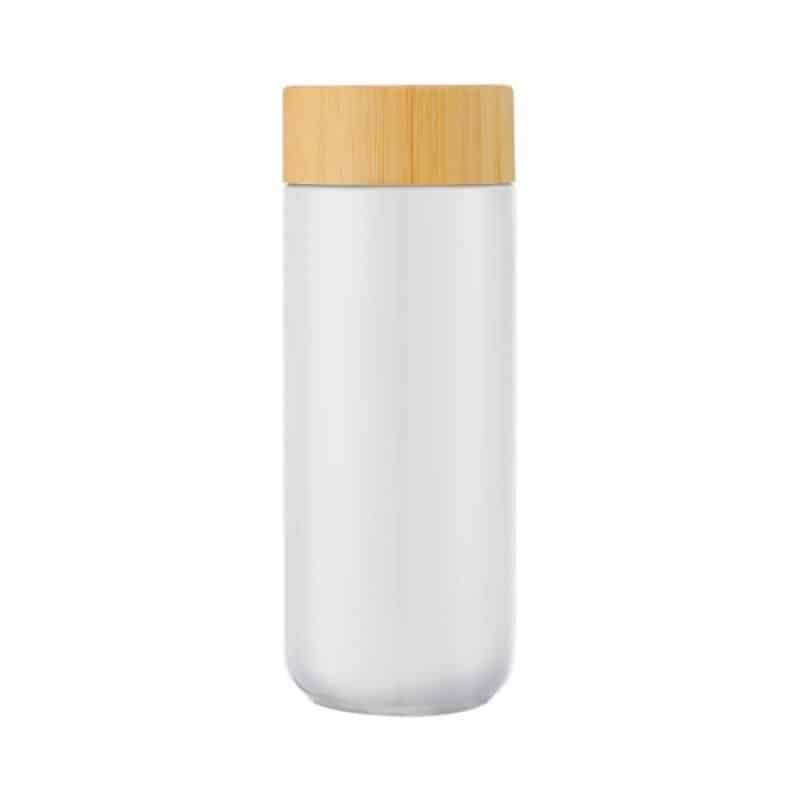Custom Williston 10oz Double Wall Ceramic Mug w/Bamboo Lid - 3