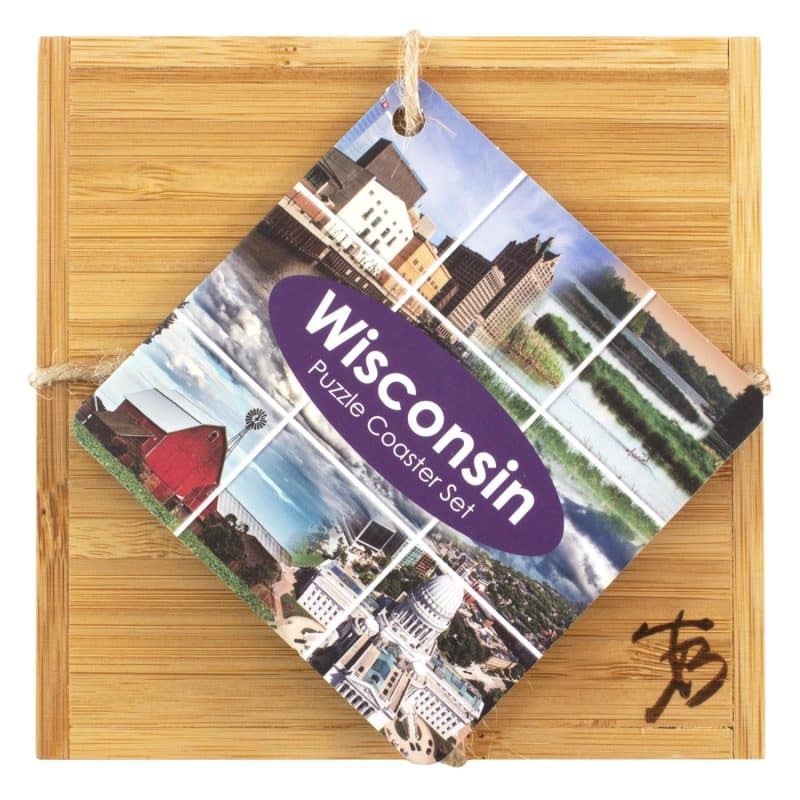 Custom Wisconsin Puzzle Coaster Set - 3