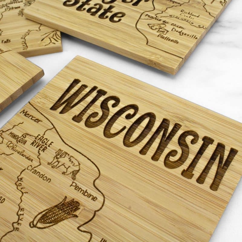 Custom Wisconsin Puzzle Coaster Set - 4