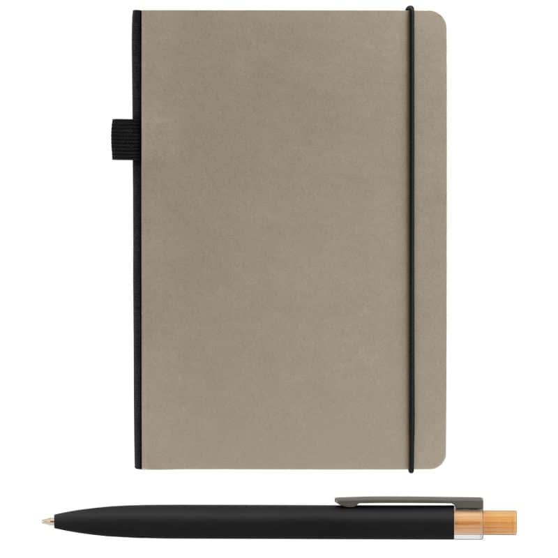 Custom Recycled Kraft Paper Cover Journal & Pen Set - A5 5.9" x 8.3" - Full-Color Inkjet - 2