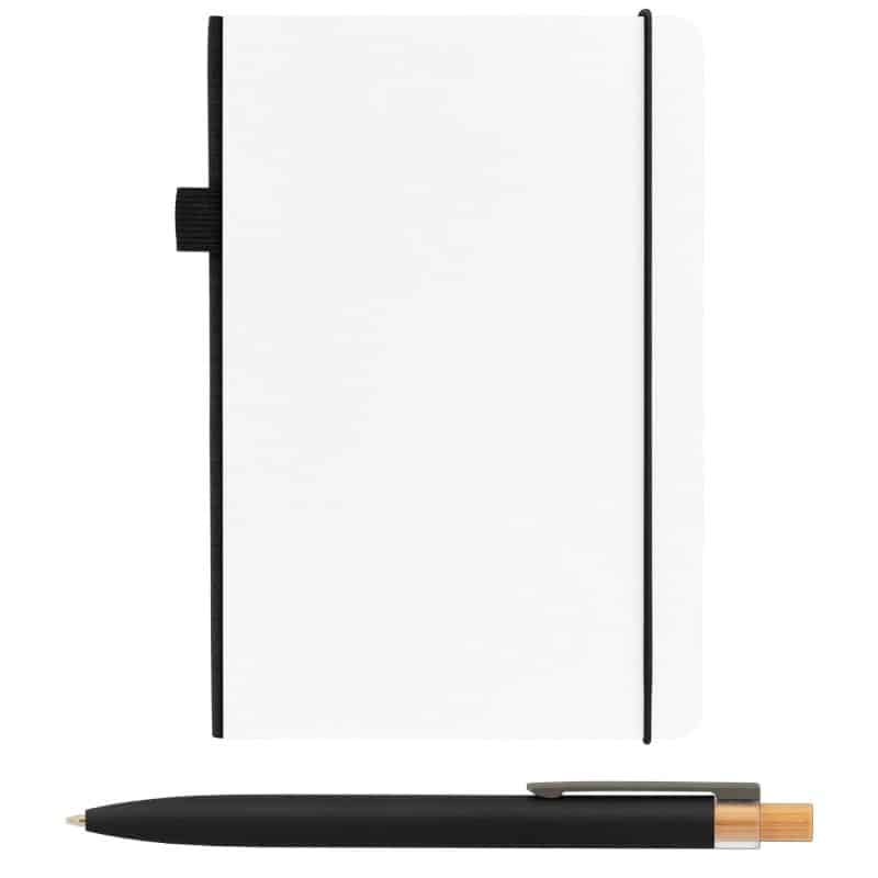 Custom Recycled Kraft Paper Cover Journal & Pen Set - A5 5.9" x 8.3" - Full-Color Inkjet - 6