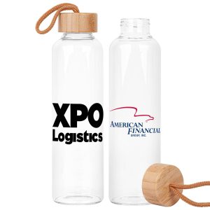 Custom 18 Oz. Vidro Glass & Bamboo Bottle