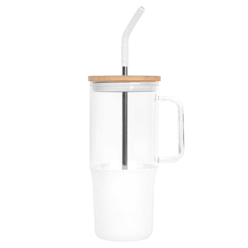 Custom 32 Oz. Glass Tumbler w/Handle and Straw - 1