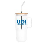 Custom 32 Oz. Glass Tumbler w/Handle and Straw - 2