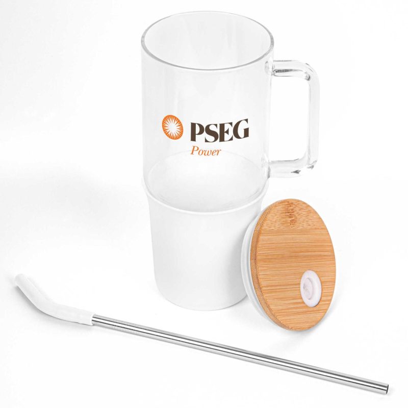 Custom 32 Oz. Glass Tumbler w/Handle and Straw - 3