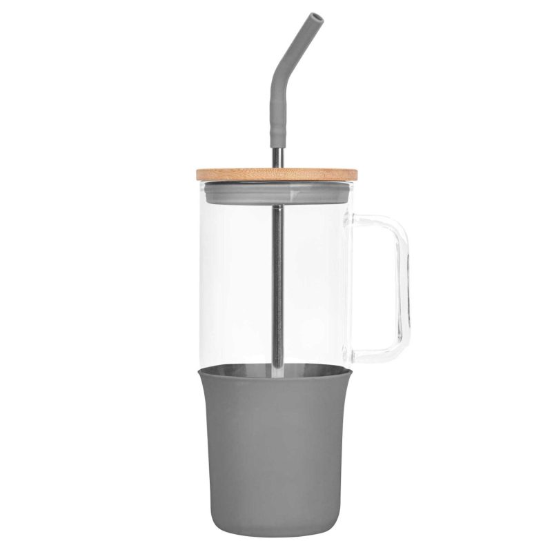 Custom 32 Oz. Glass Tumbler w/Handle and Straw - 6