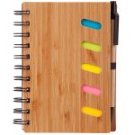 Custom Bamboo Front Cover Notebook w/Sticky Note and Pen - 1