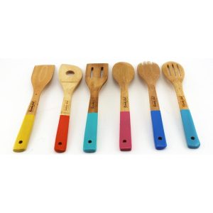 Custom BergHoff Cooknco Bamboo Utensil Set/ Multi-Color 6Pc
