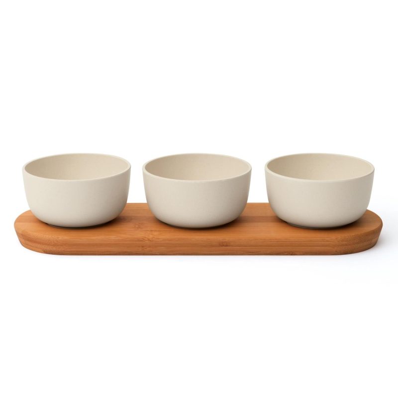 Custom BergHoff Leo 3Pc Bowl Set W/ Bamboo Tray