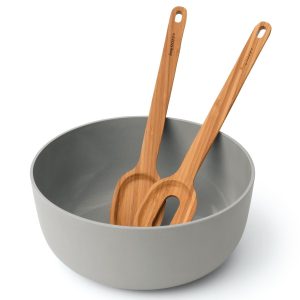 Custom BergHoff Leo 3Ps Salad Bowl Set W/ Bamboo Servers