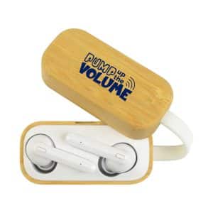Custom Good Value™ Truly Wireless Earbuds with Bamboo Charging Case