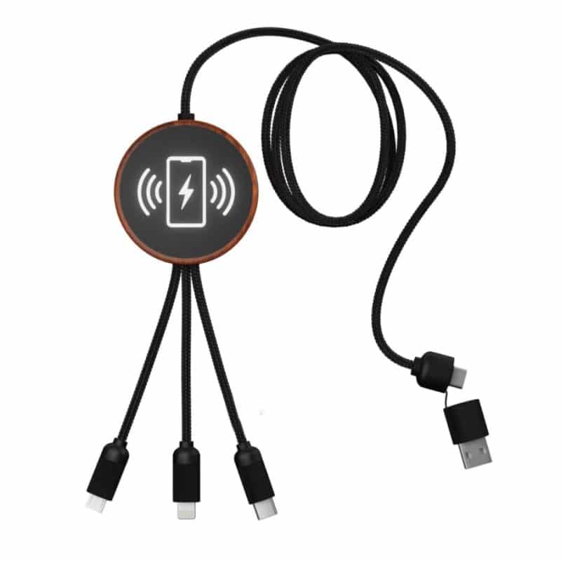 Custom SCX Innovative Design™ 5-in-1 Bamboo 5W Wireless Charging Cable