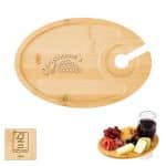 Custom Wine & Dine Recessed Bamboo Tray With Wine Glass Holder