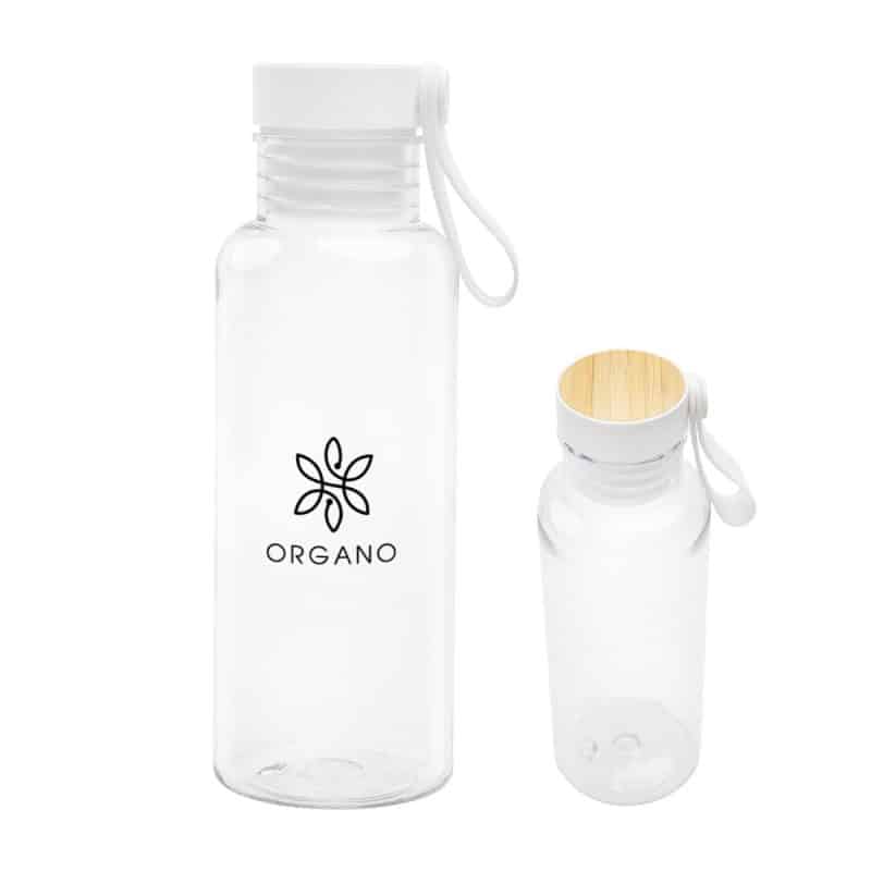 Custom 20 Oz. Case Rpet Bottle With Bamboo Accent Lid And Silicone Easy Carry Handle - 2