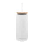Custom 20 Oz. Ribbed Borosilicate Glass Can With Bamboo Lid - 1