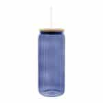 Custom 20 Oz. Ribbed Borosilicate Glass Can With Bamboo Lid - 3