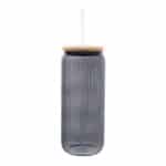 Custom 20 Oz. Ribbed Borosilicate Glass Can With Bamboo Lid - 5