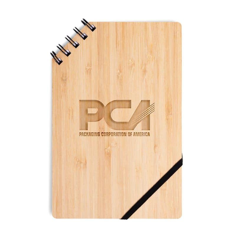 Custom A5 Corner Spiral Bound Journal Book w/Bamboo Cover - 2