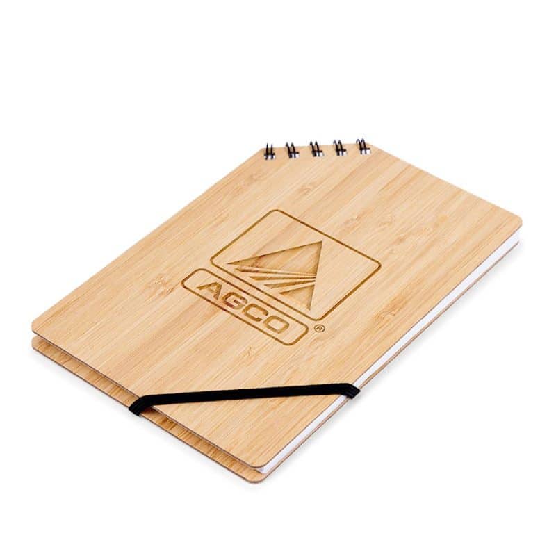 Custom A5 Corner Spiral Bound Journal Book w/Bamboo Cover - 3