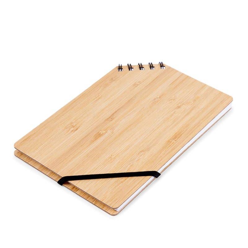 Custom A5 Corner Spiral Bound Journal Book w/Bamboo Cover - 4