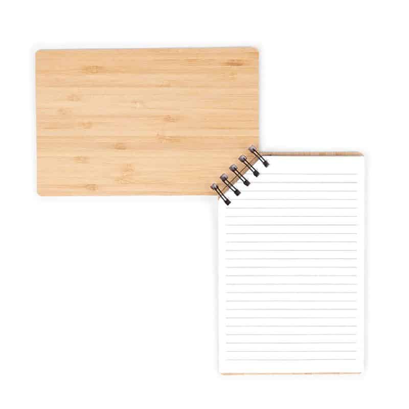 Custom A5 Corner Spiral Bound Journal Book w/Bamboo Cover - 6