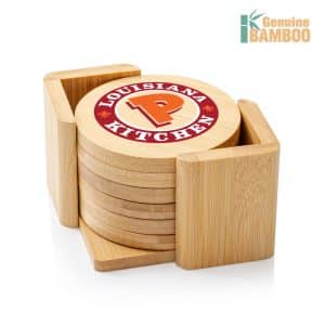 Custom Yorkshire Bamboo VividPrint™ Coaster Set - Round