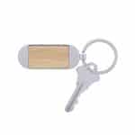 Custom Bamboo & Metal Oval Keychain - 2
