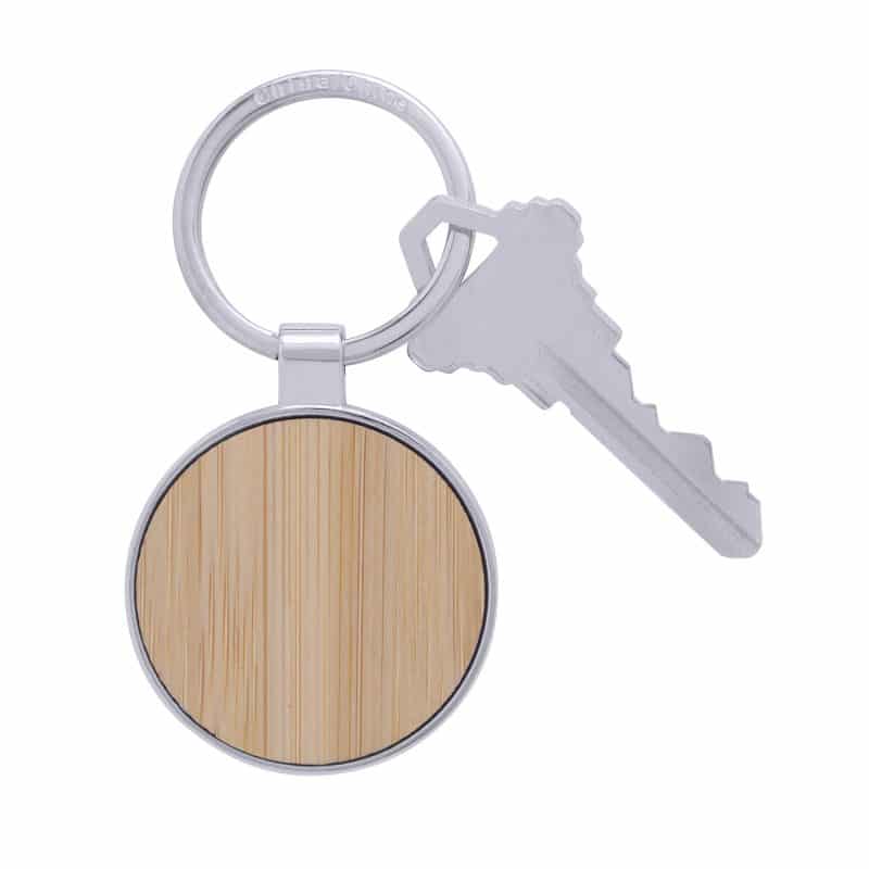 Custom Bamboo & Metal Round Keychain - 2