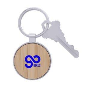 Custom Bamboo & Metal Round Keychain