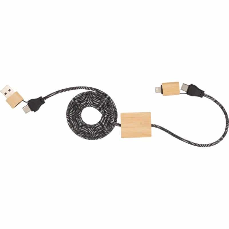 Custom FSC® 100% Bamboo 5-in-1 100W Laptop Charging Cable - 1
