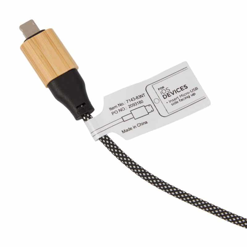 Custom FSC® 100% Bamboo 5-in-1 100W Laptop Charging Cable - 3