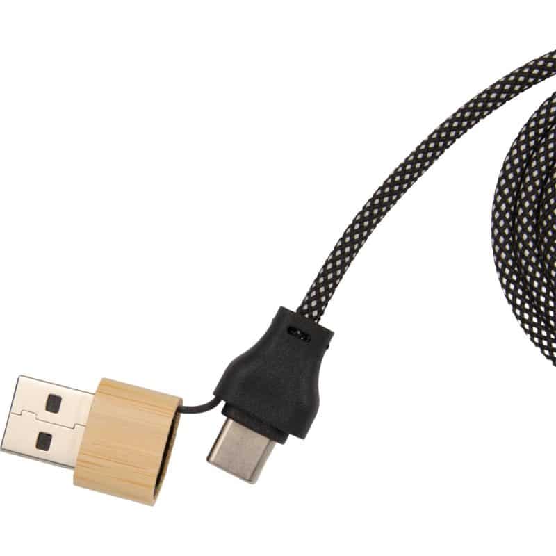Custom FSC® 100% Bamboo 5-in-1 100W Laptop Charging Cable - 8