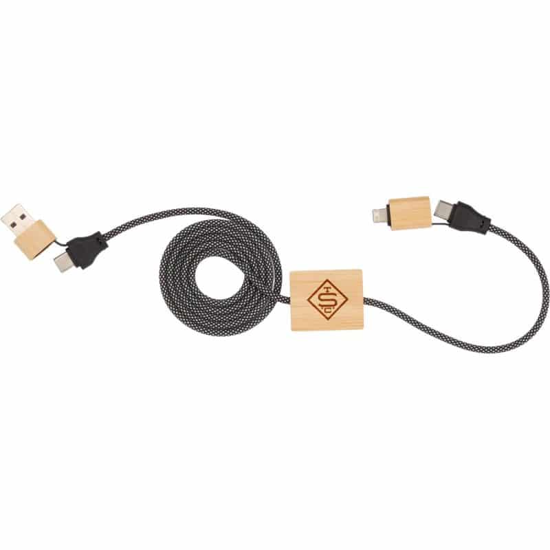 Custom FSC® 100% Bamboo 5-in-1 100W Laptop Charging Cable