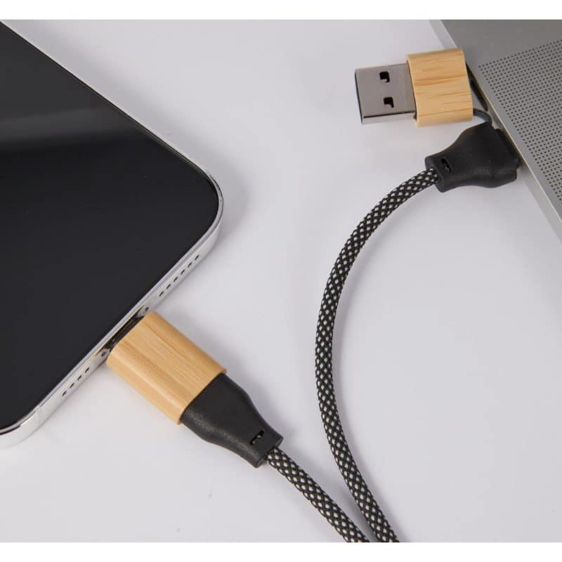 Custom FSC® 100% Bamboo 5-in-1 100W Laptop Charging Cable - 9