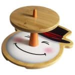 Custom Snowman Bamboo 2-Tiered Serving Stand