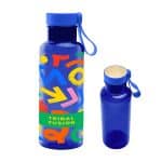 Custom 20 Oz. Full Color Cade Rpet Bottle With Bamboo Accent Lid And Silicone Easy Carry Handle - 3
