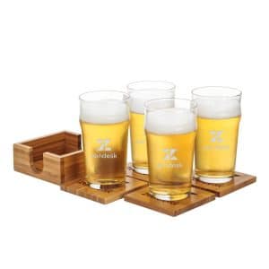 Custom Bamboo Coaster Gift Set - Burckhardt