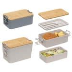 Custom Chuckwagon Stackable Lunch Box With Bamboo Lid & Utensils - 1