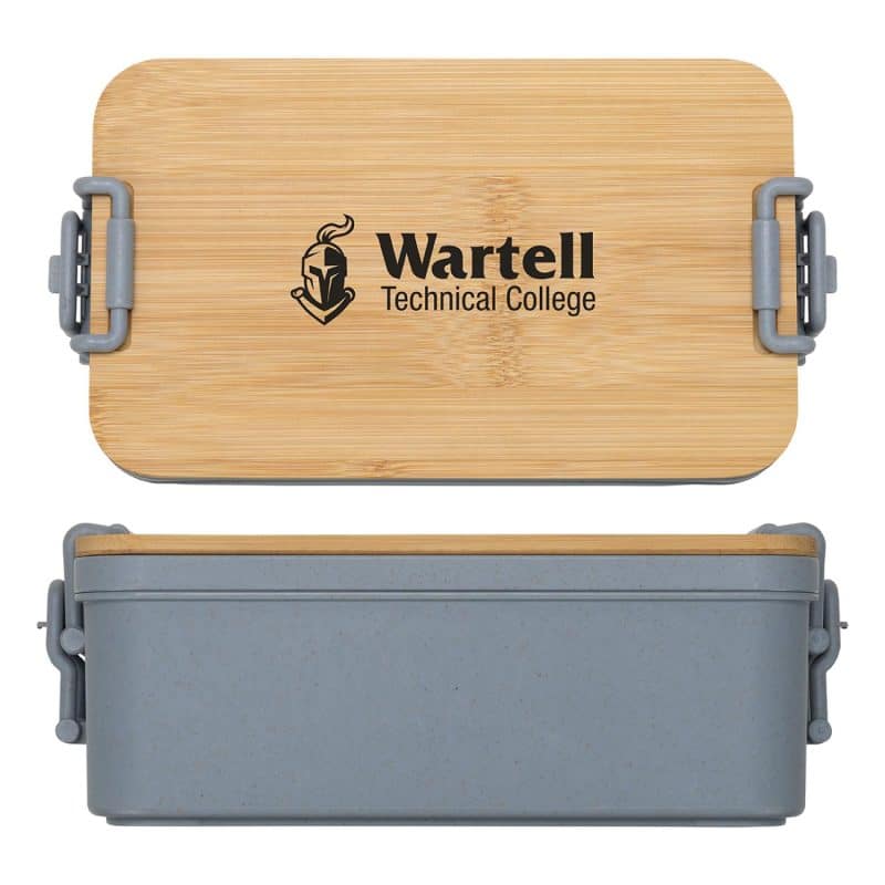 Custom Chuckwagon Stackable Lunch Box With Bamboo Lid & Utensils - 2