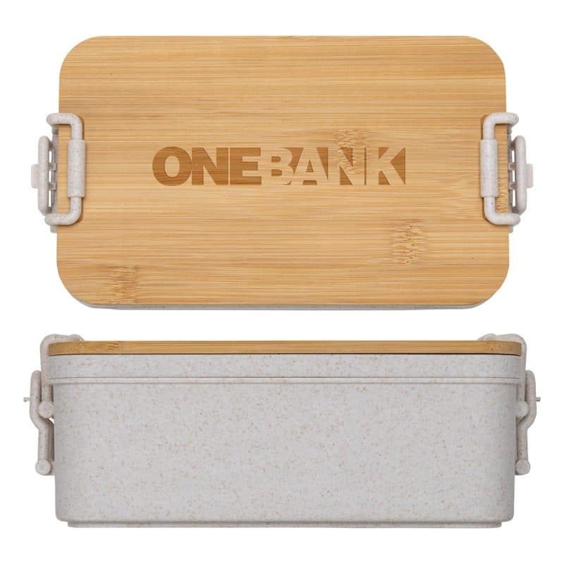 Custom Chuckwagon Stackable Lunch Box With Bamboo Lid & Utensils - 4