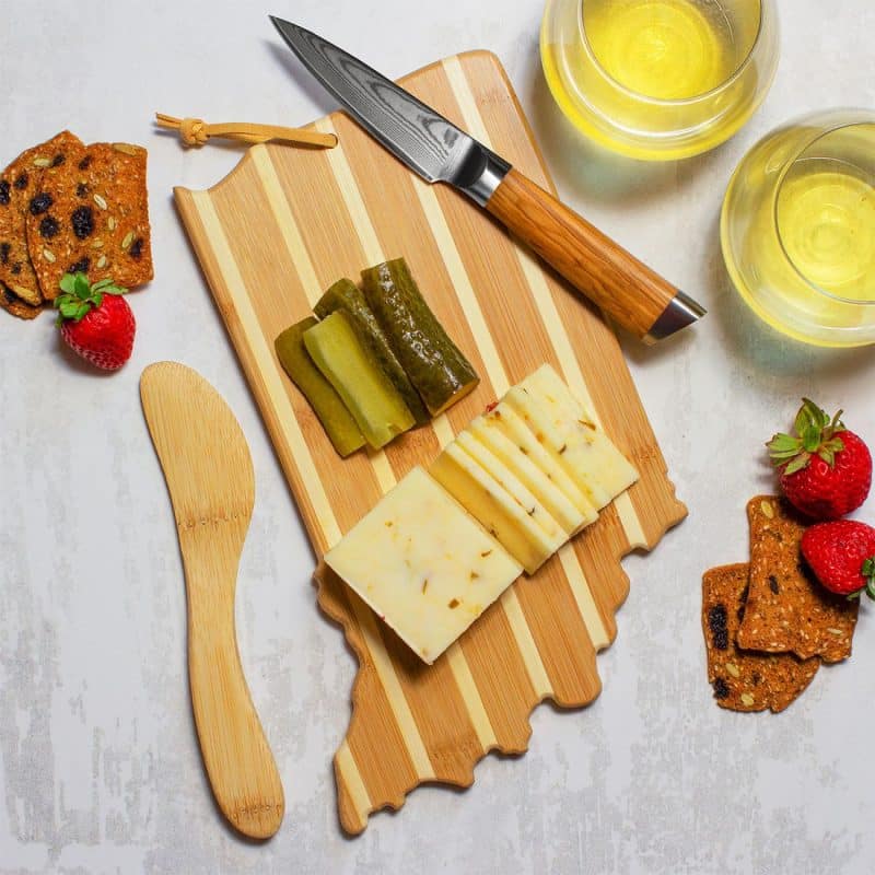 Custom Indiana Charcuterie Board with Spreader Knife Gift Set - 4