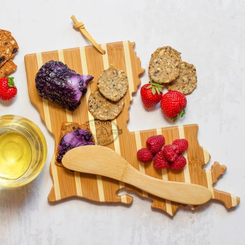 Custom Louisiana Charcuterie Board with Spreader Knife Gift Set - 2
