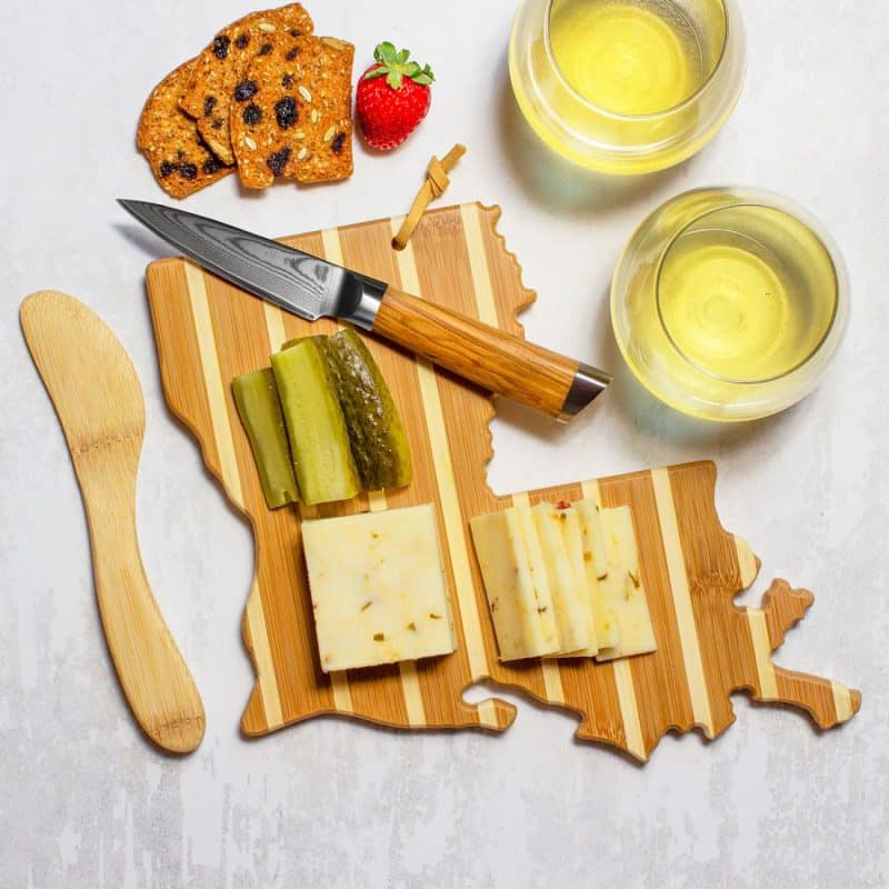 Custom Louisiana Charcuterie Board with Spreader Knife Gift Set - 3