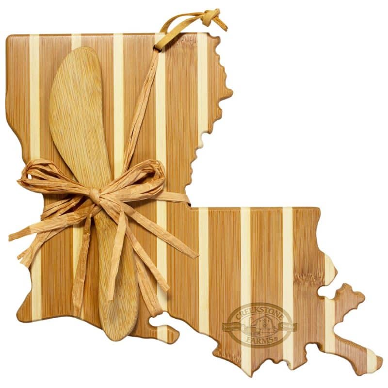 Custom Louisiana Charcuterie Board with Spreader Knife Gift Set