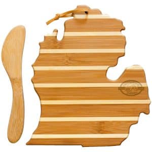Custom Michigan Charcuterie Board with Spreader Knife Gift Set