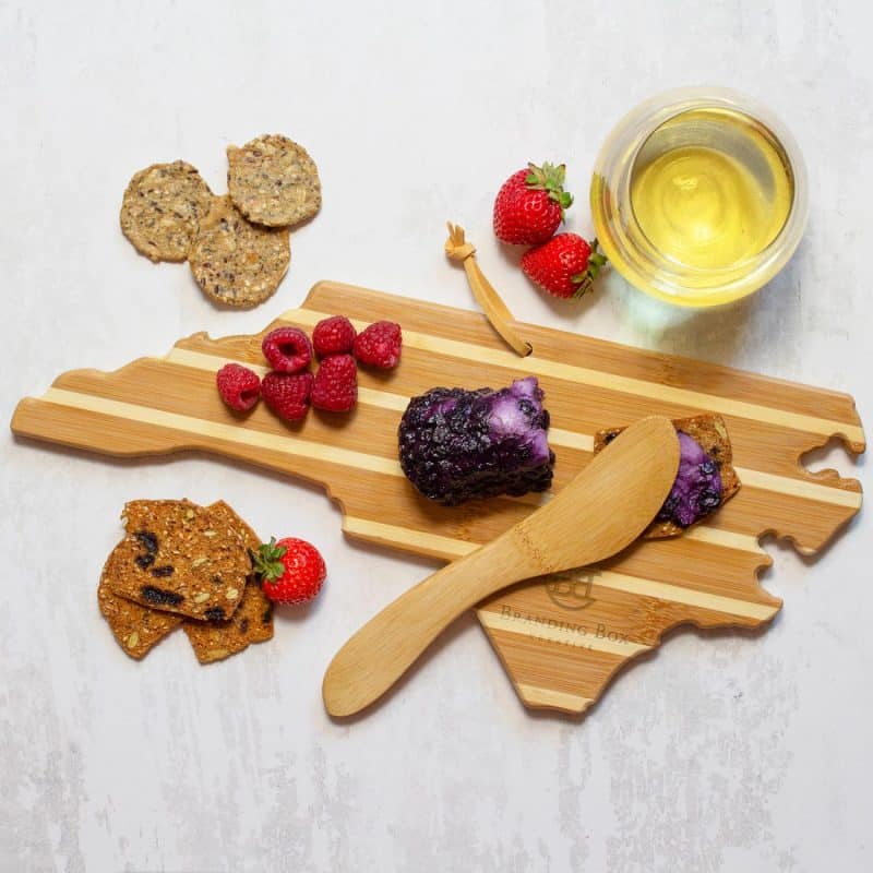 Custom North Carolina Charcuterie Board with Spreader Knife Gift Set - 3
