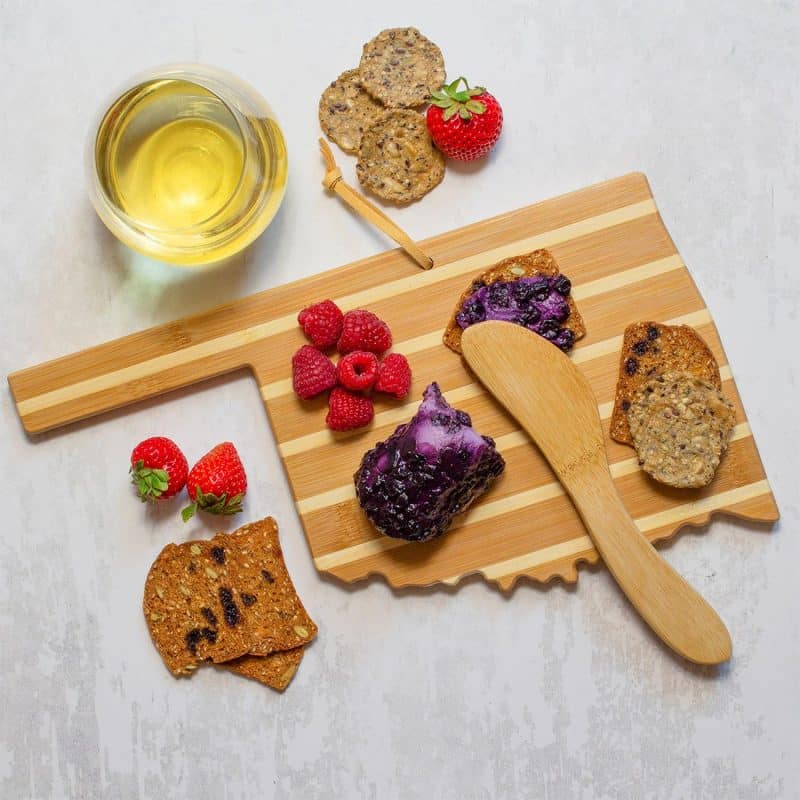 Custom Oklahoma Charcuterie Board with Spreader Knife Gift Set - 4