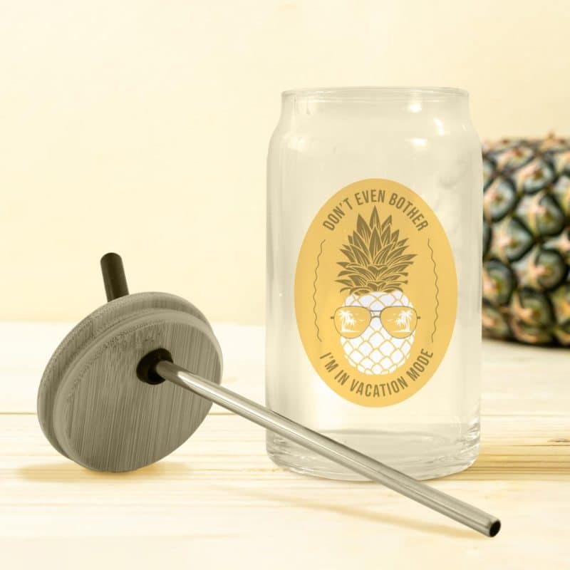 Custom Pod Full Color Can Glass W Bamboo Lid 16 Oz
